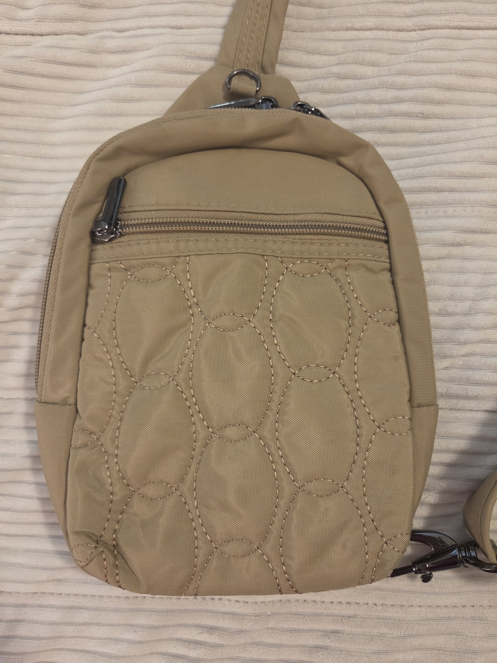 Travelon Anti-theft Sling Bag-RFID Small in Latte/tan.